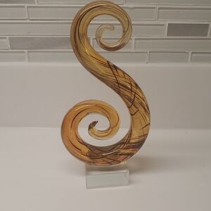 Murano Amber Swirl Glass Art
